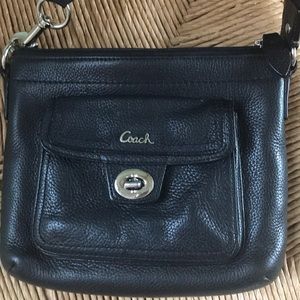 Coach black leather crossbody bag
